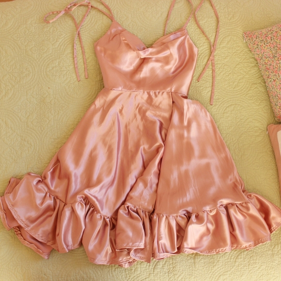 Satin Ruffle Dress - Picture 1 of 7